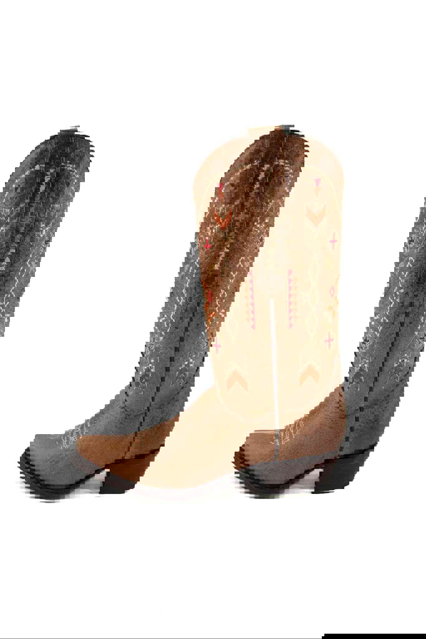 Rustic Brown Aztec Snip Toe Cowgirl Boot