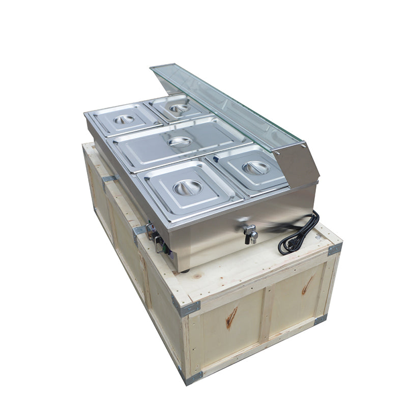 5-Pan Stainless Steel Bain-Marie Buffet Food Warmer with Temperature Control