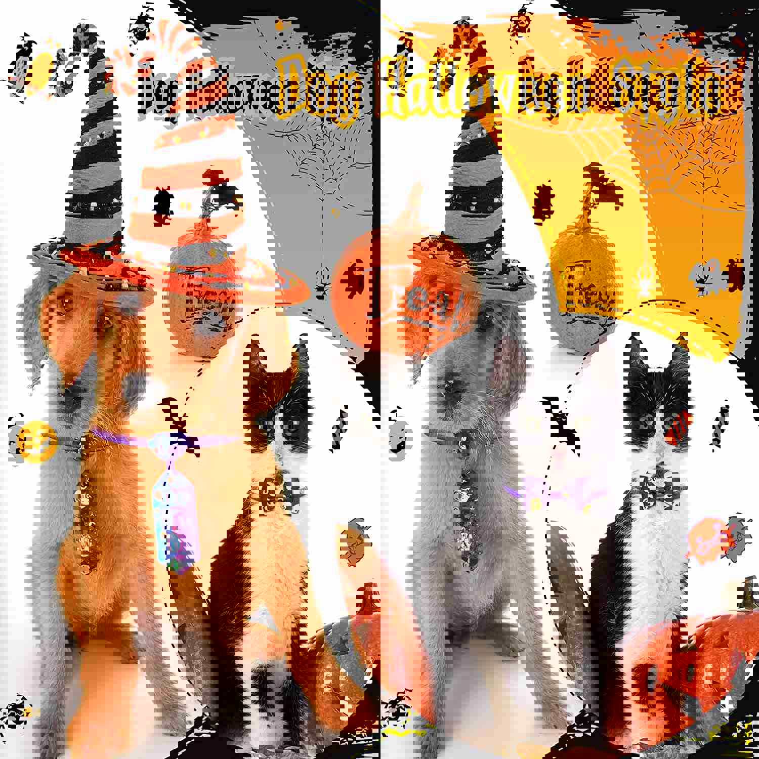 34 Pieces Halloween Dog Bow Ties Collar Set with Adjustable Accessories for Pets