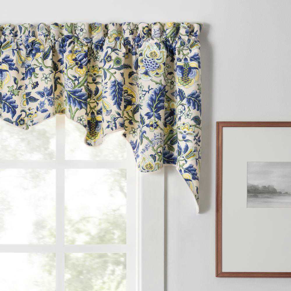 Ellis Curtain Regency Swag Shaped 3 Rod Pocket Valances for Windows 100 x 30 Blue