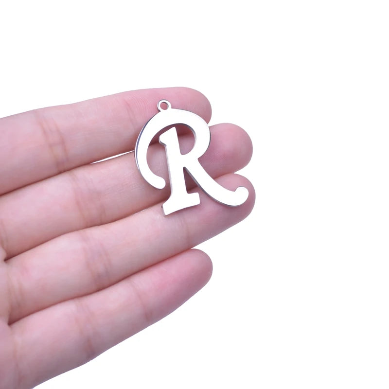 A-Z Initial Letters Pendant Necklace - Stainless Steel Unisex Jewelry Gift