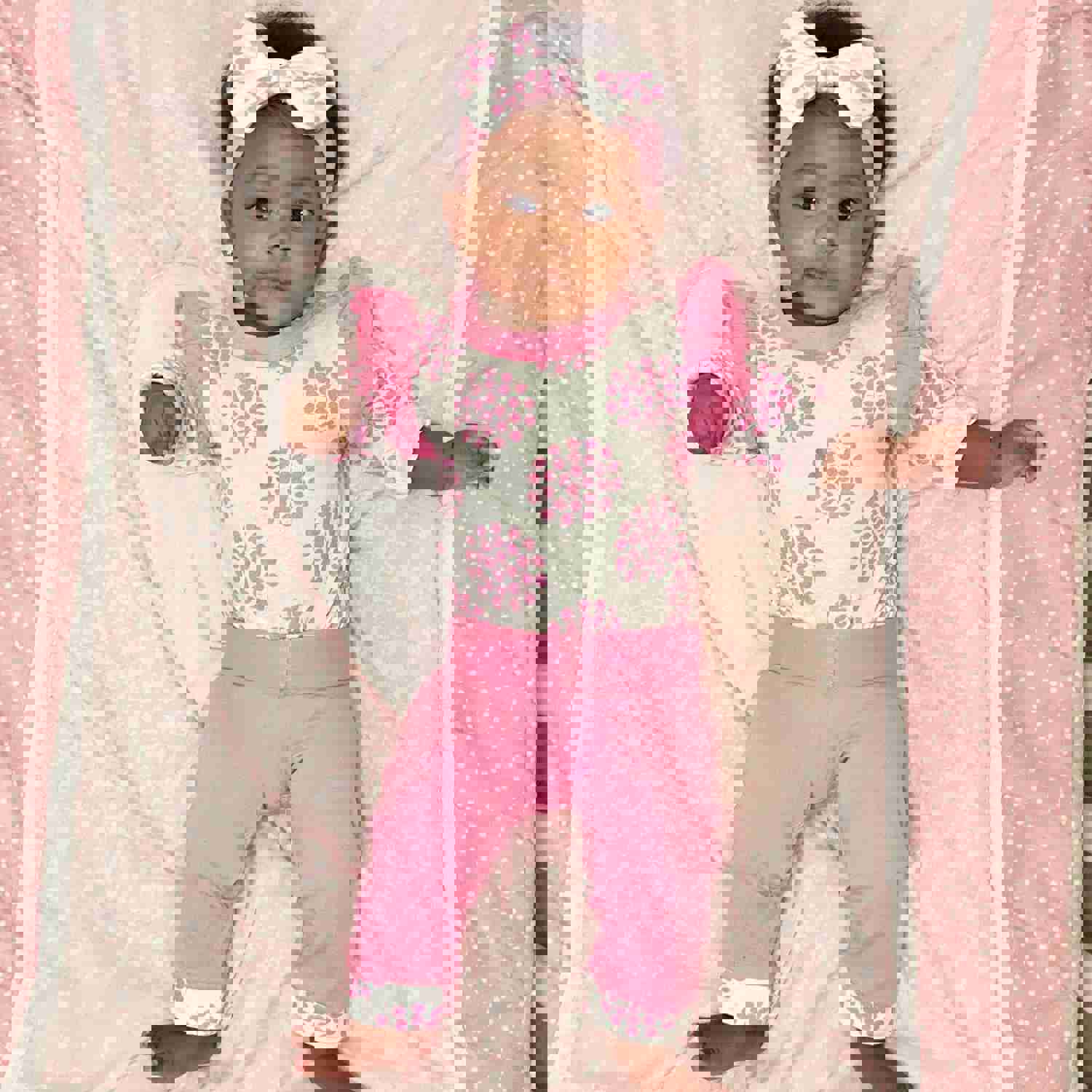 AnnLoren Baby Girls Pink Polka Dot 3-Piece Layette Gift Set