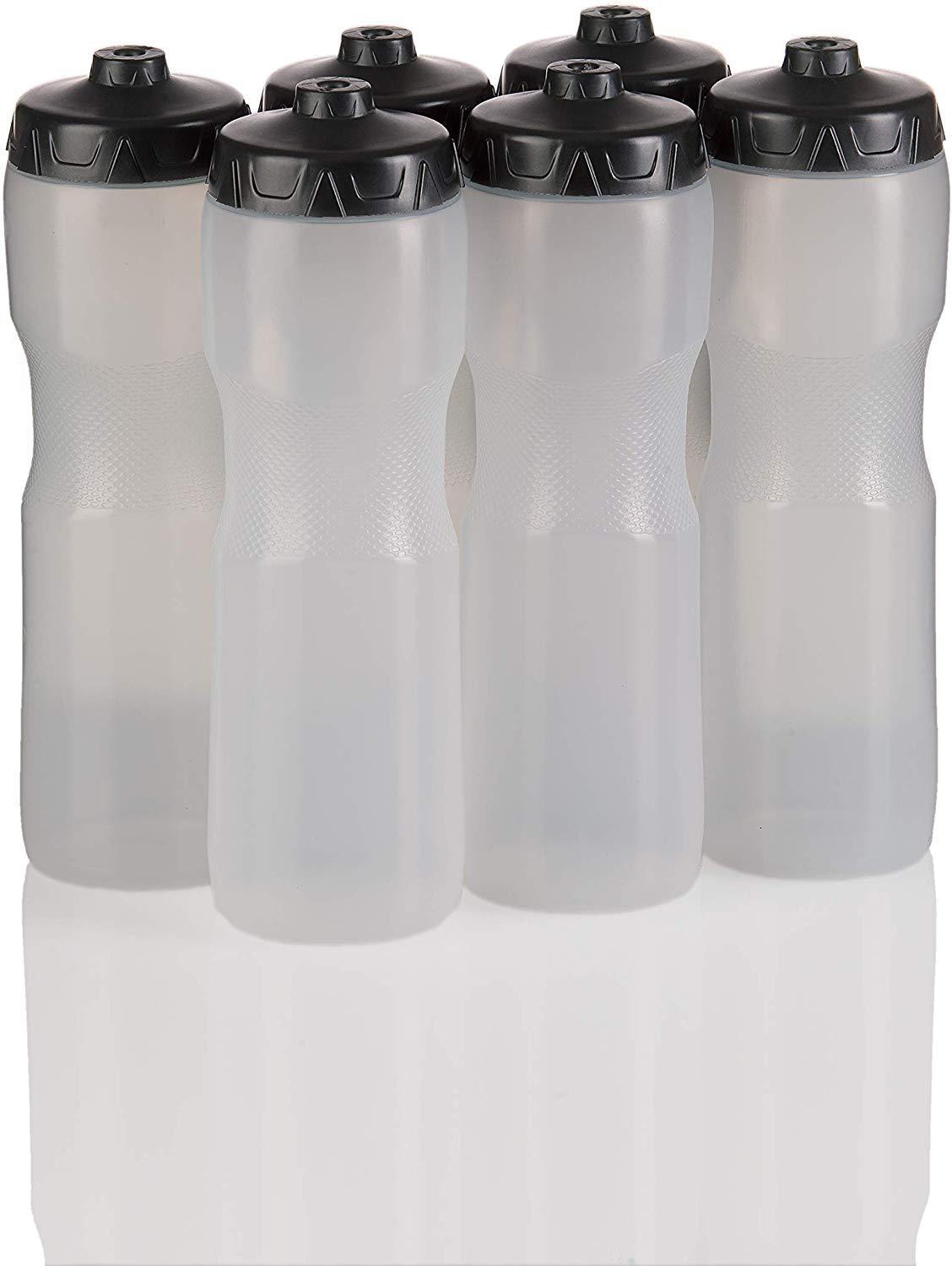 50 Strong Brand Jet Stream Sports Squeeze Water Bottle with One-Way Valve - Team Pack (Set of 6, 28 oz, Leak Proof, Made in USA)