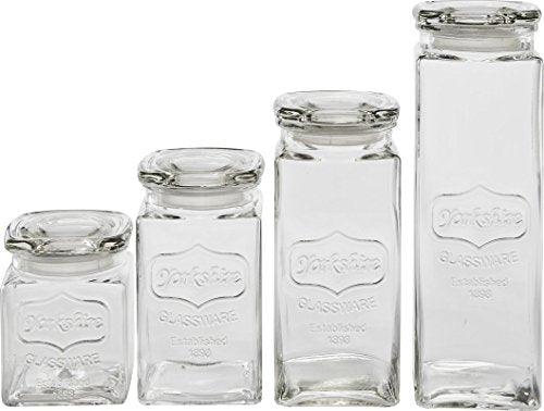 4-Piece Glass Canister Set with Airtight Lids for Kitchen & Bathroom Storage