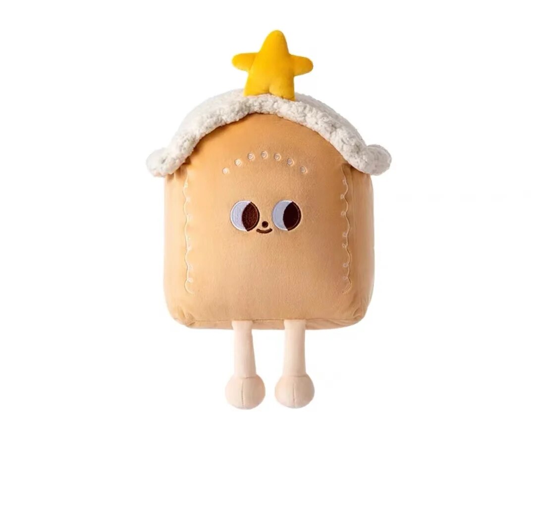 Cute Christmas Gingerbread Man Plush Toy - Festive Snowhouse Pillow Gift