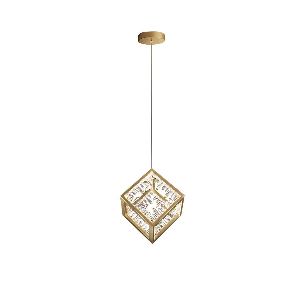 Gold Geometric Pendant Light with Crystal Accents LED 1-Light