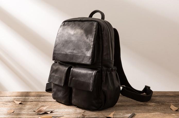 Cool Mens Leather Backpacks Black Travel Backpacks Laptop Backpack
