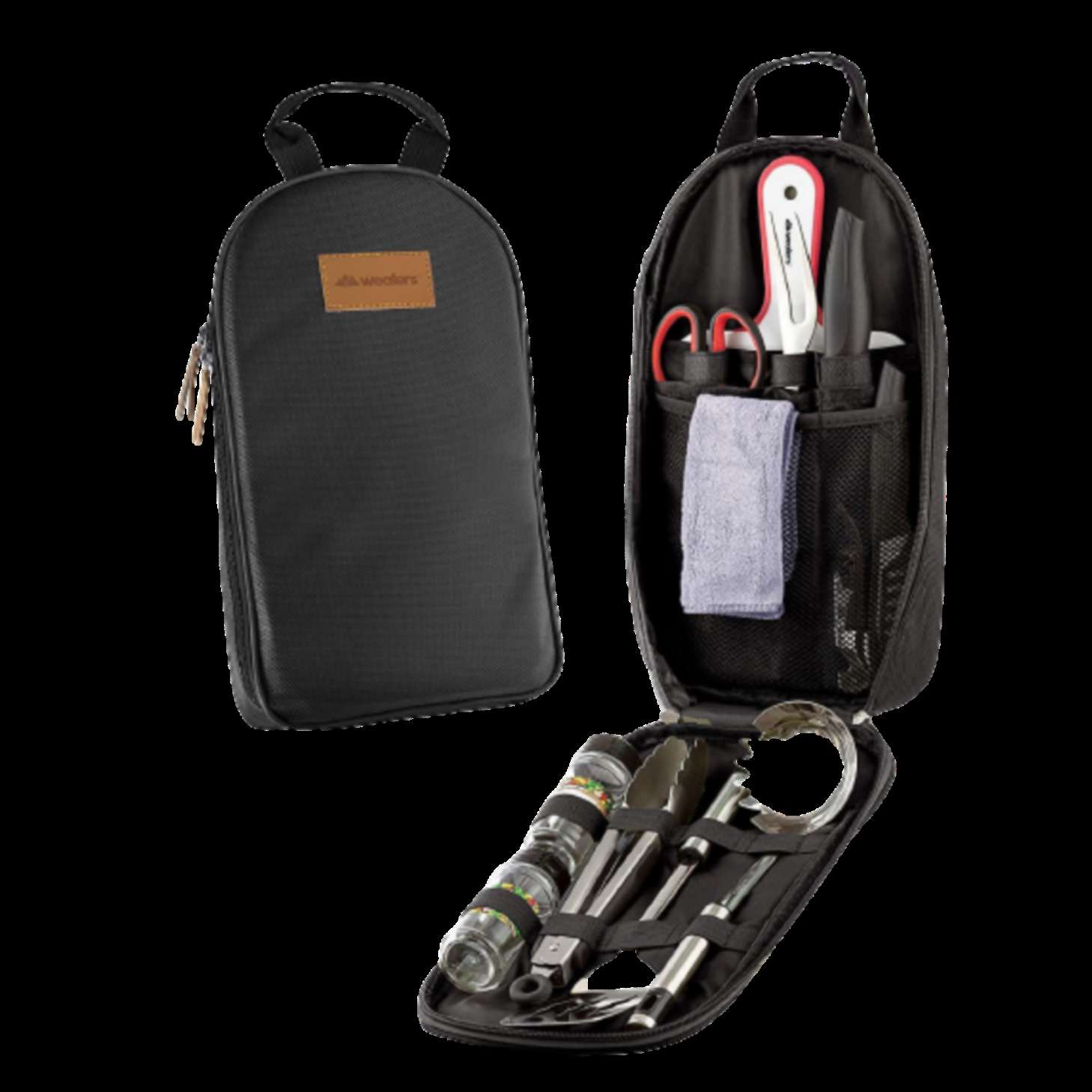 11 Piece Camp Kitchen Cooking Utensil Set - Compact Travel Organizer for BBQ, Camping, Hiking