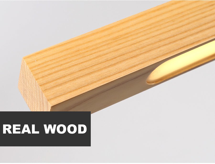 MIRODEMI® Natural Wood Linear Bar Chandelier - Modern LED Lighting for Dining Room & Kitchen