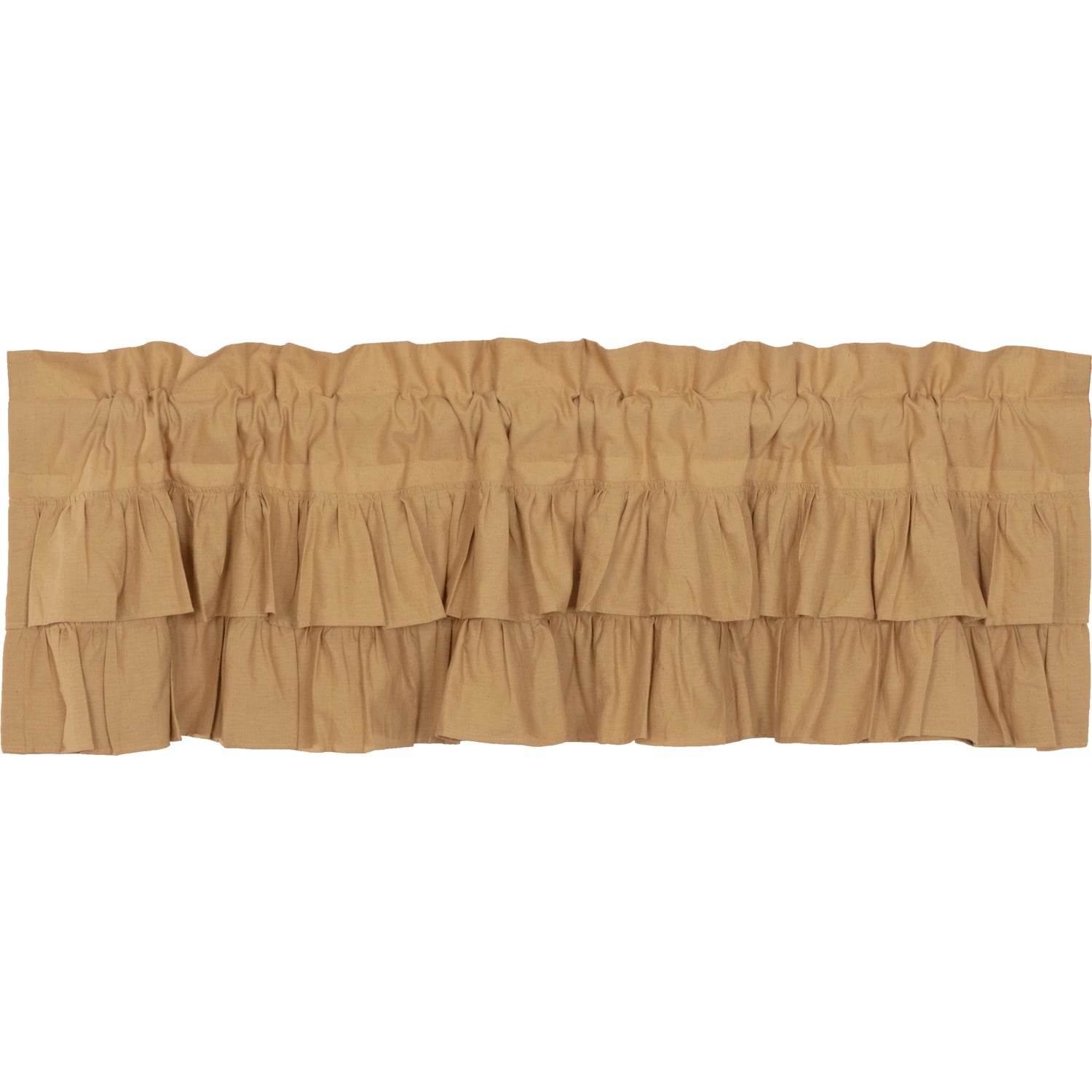 Simple Life Flax Khaki Ruffled Valance 16x60 - Premium Cotton Linen Blend