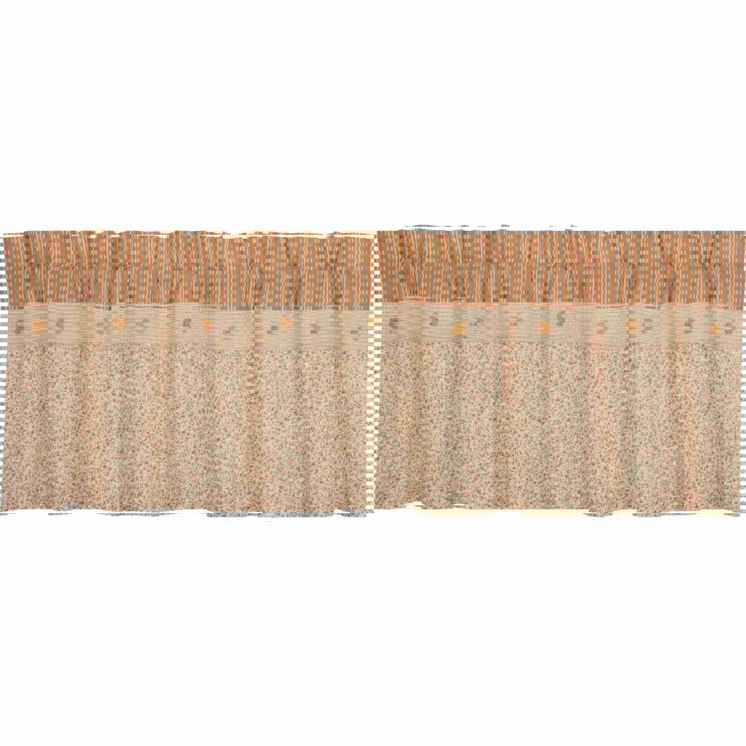 Camilia Ruffled Lined Valance 72 - Cream and Gold Cotton Window Valance