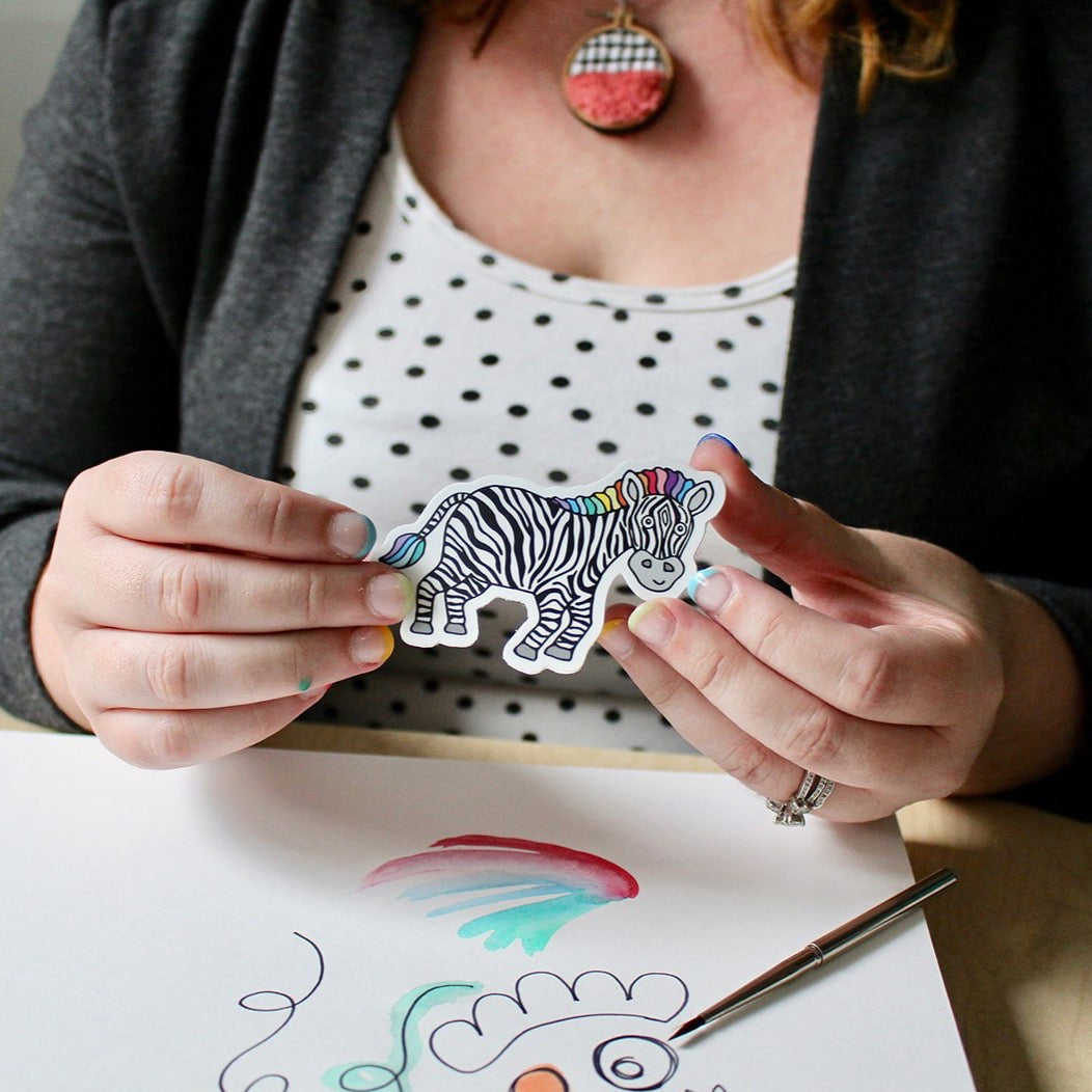 Zippy Zebra Vinyl Sticker - Waterproof & Scratch Resistant, Supports Charity