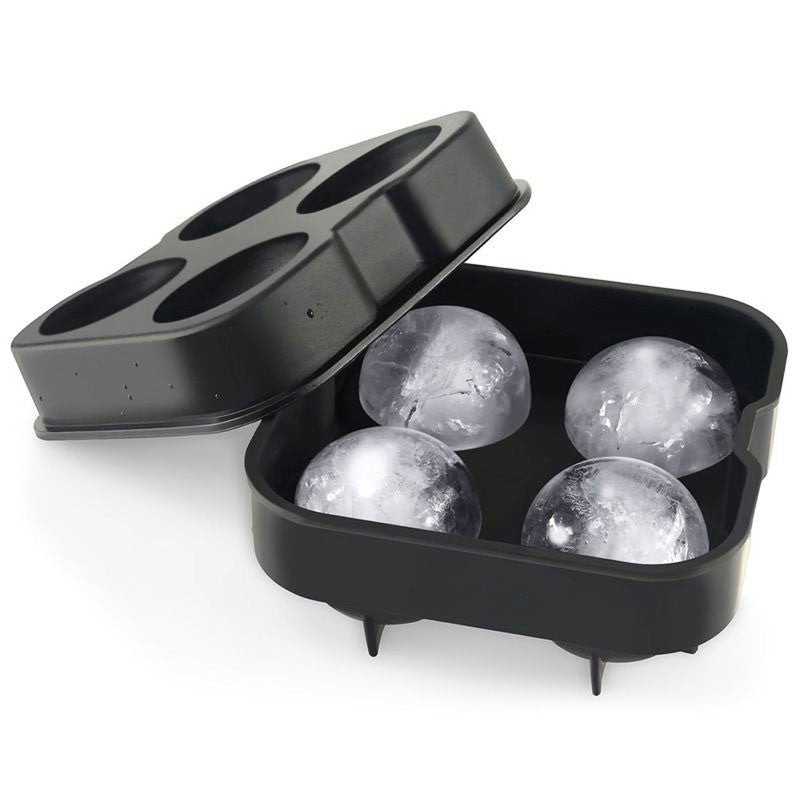 Whiskey Cocktail Ice Cube Ball Maker - BPA Free Silicone Ice Mold with Lid