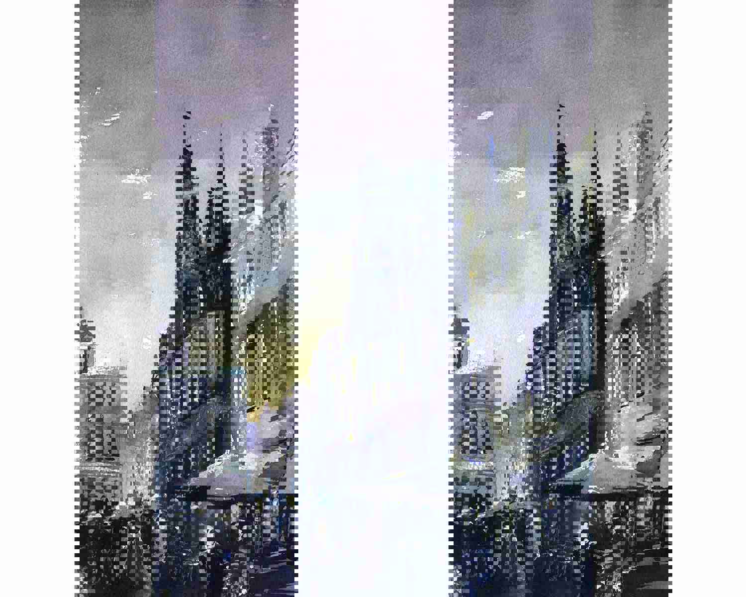 La Maison du Roi (Grand Museum) Brussels Night Illumination Watercolor Print