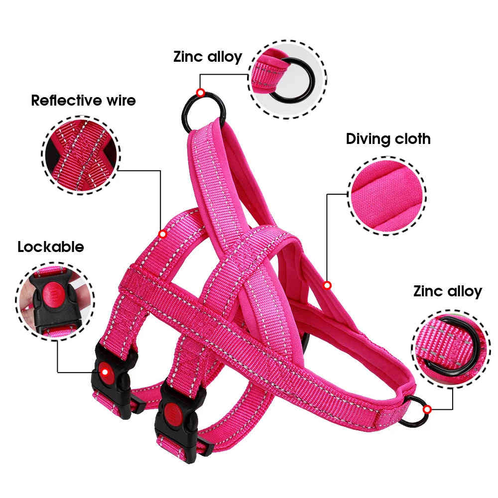 No Pull Nylon Dog Harness Reflective Adjustable Vest for Medium & Large Dogs