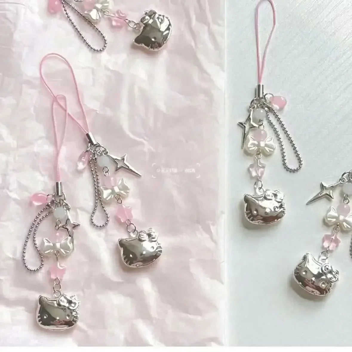 Kawaii Anime Hello Kitty Creative Bow Love Phone Chain Pendant