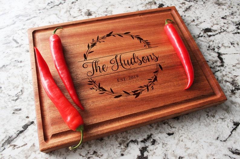 Customized Wooden Cutting Board - 5th Anniversary & Wedding Gift for Her