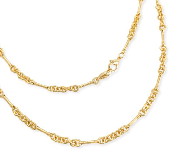 Jana Necklace - Long O Chain Bar Necklace with Gold or Rhodium Plating