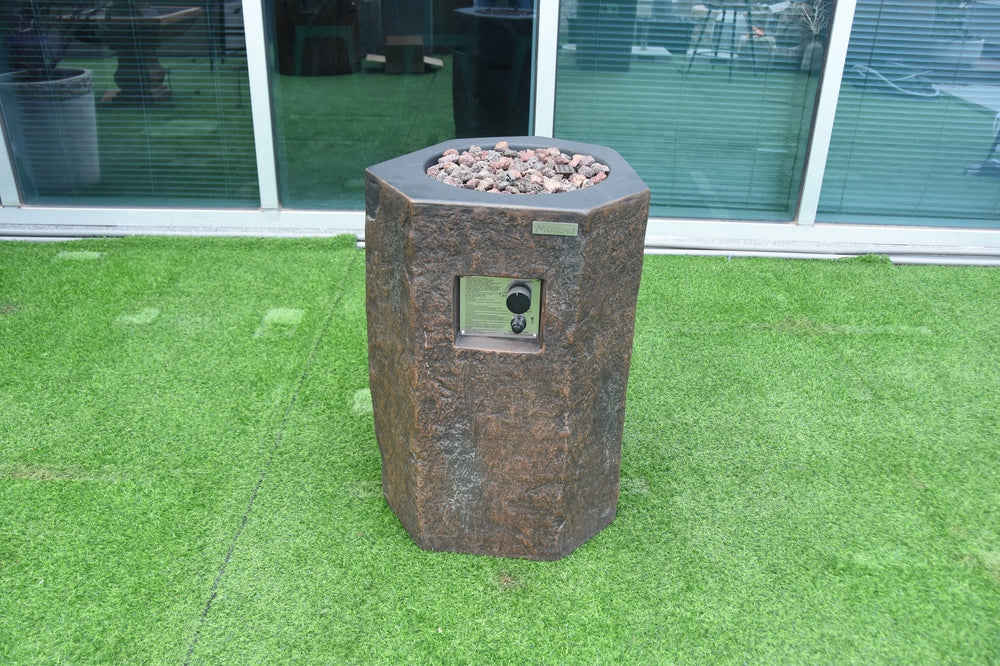 Outdoor Basalt Column Fire Pit Table - Liquid Propane