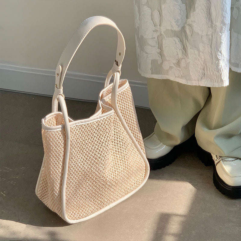 Lkblock 2022 Fashion Hand-held Straw Woven Bag for Women - Large-capacity Tote & Shoulder Bag