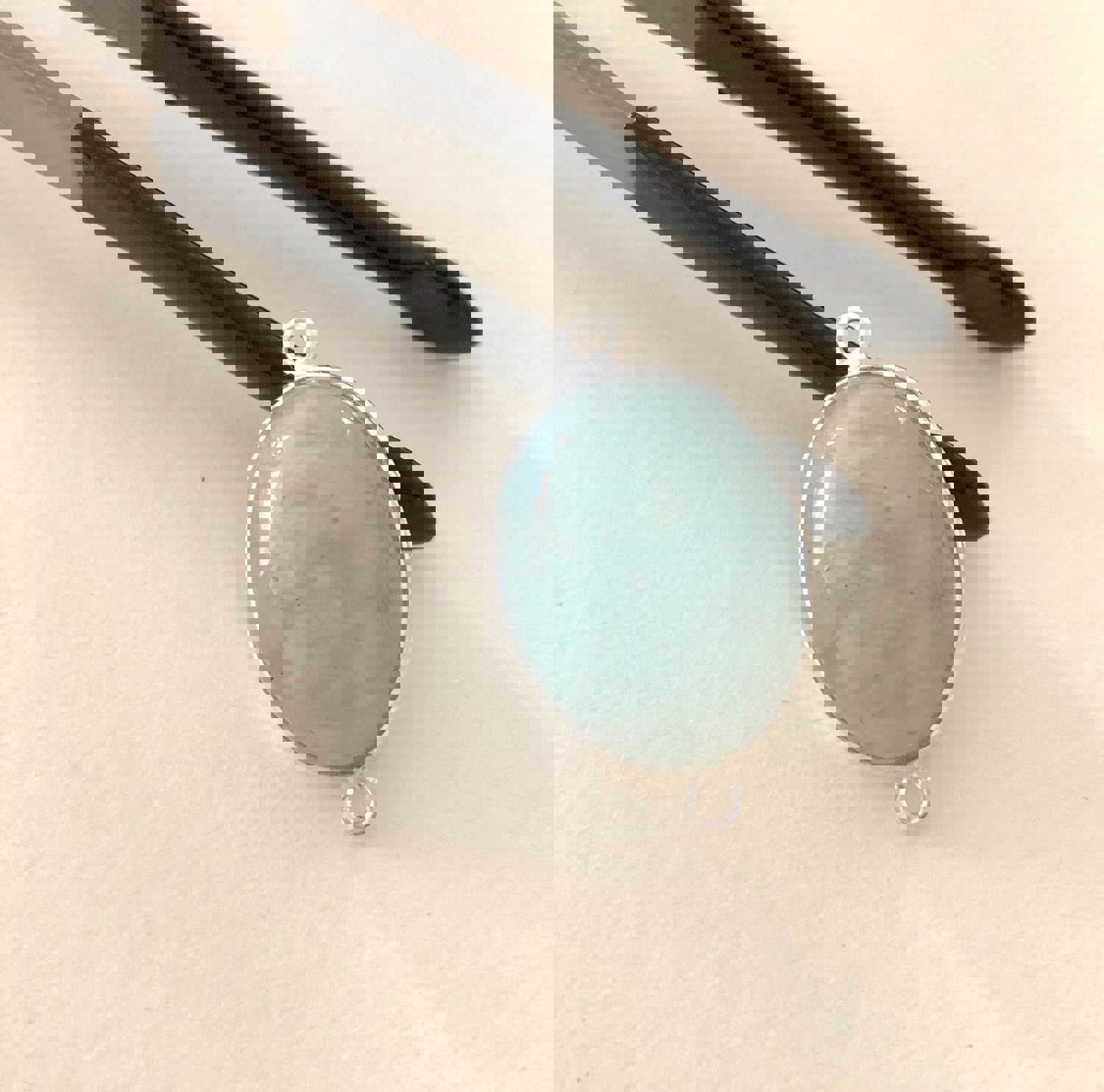 Handmade 925 Sterling Silver Aquamarine Bezel Connector for Jewelry Making