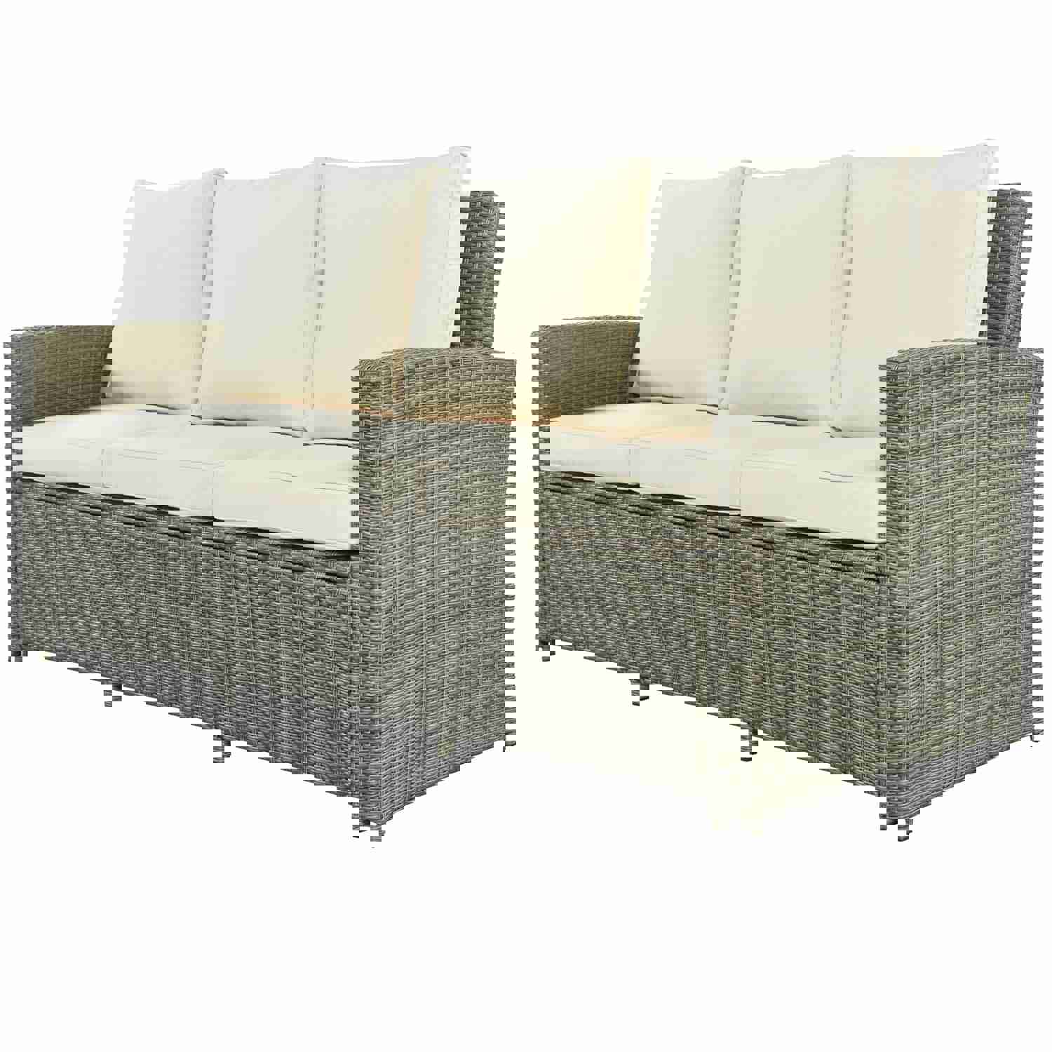 U_Style 5 Piece Rattan Sectional Seating Group with Cushions and Table