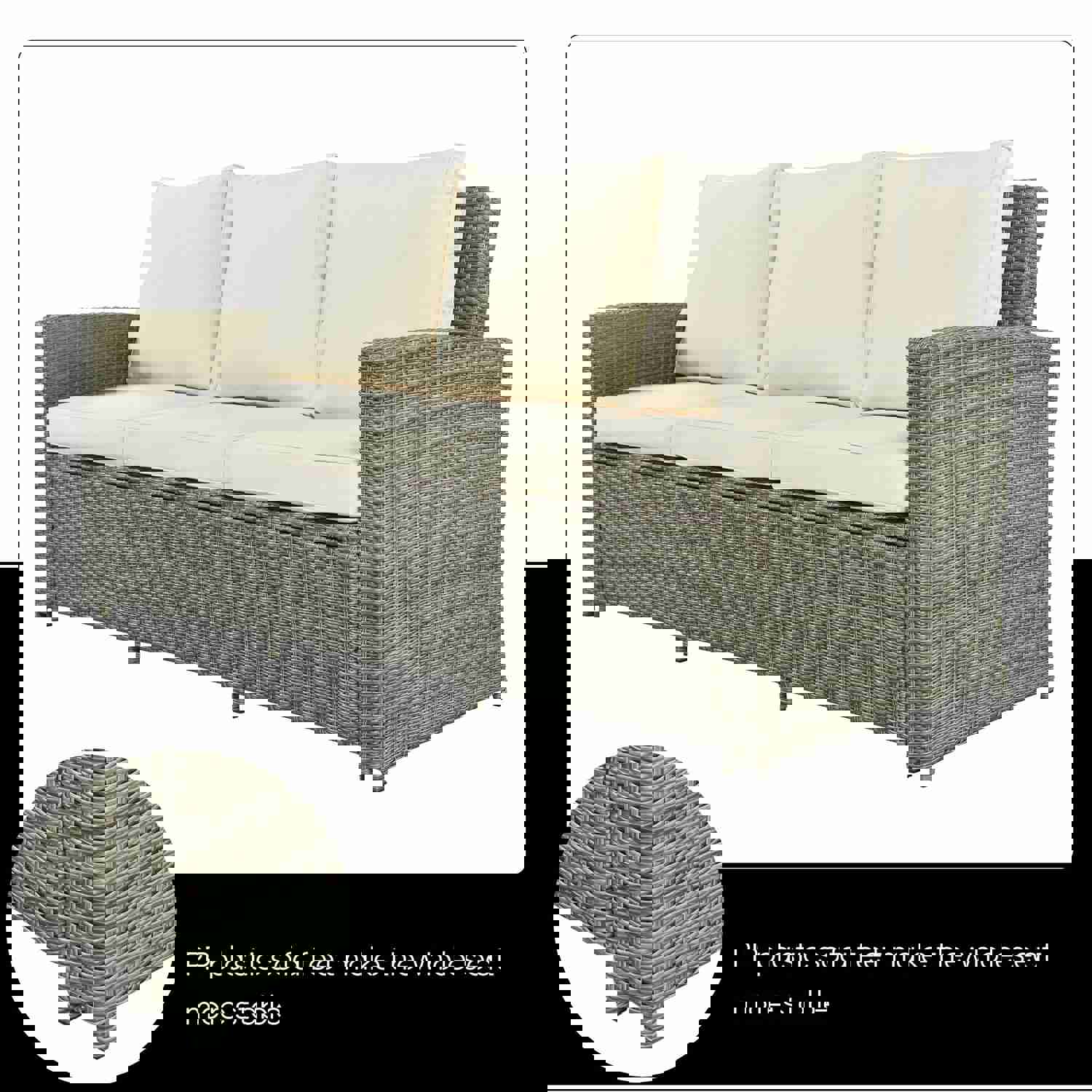 U_Style 5 Piece Rattan Sectional Seating Group with Cushions and Table