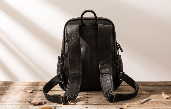 Cool Mens Leather Backpacks Black Travel Backpacks Laptop Backpack