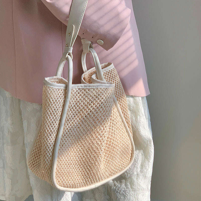Lkblock 2022 Fashion Hand-held Straw Woven Bag for Women - Large-capacity Tote & Shoulder Bag
