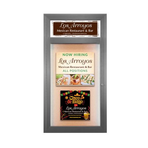 27 x 40 Outdoor Enclosed LED Lighted Poster Swing Case with Header (Single Door)
