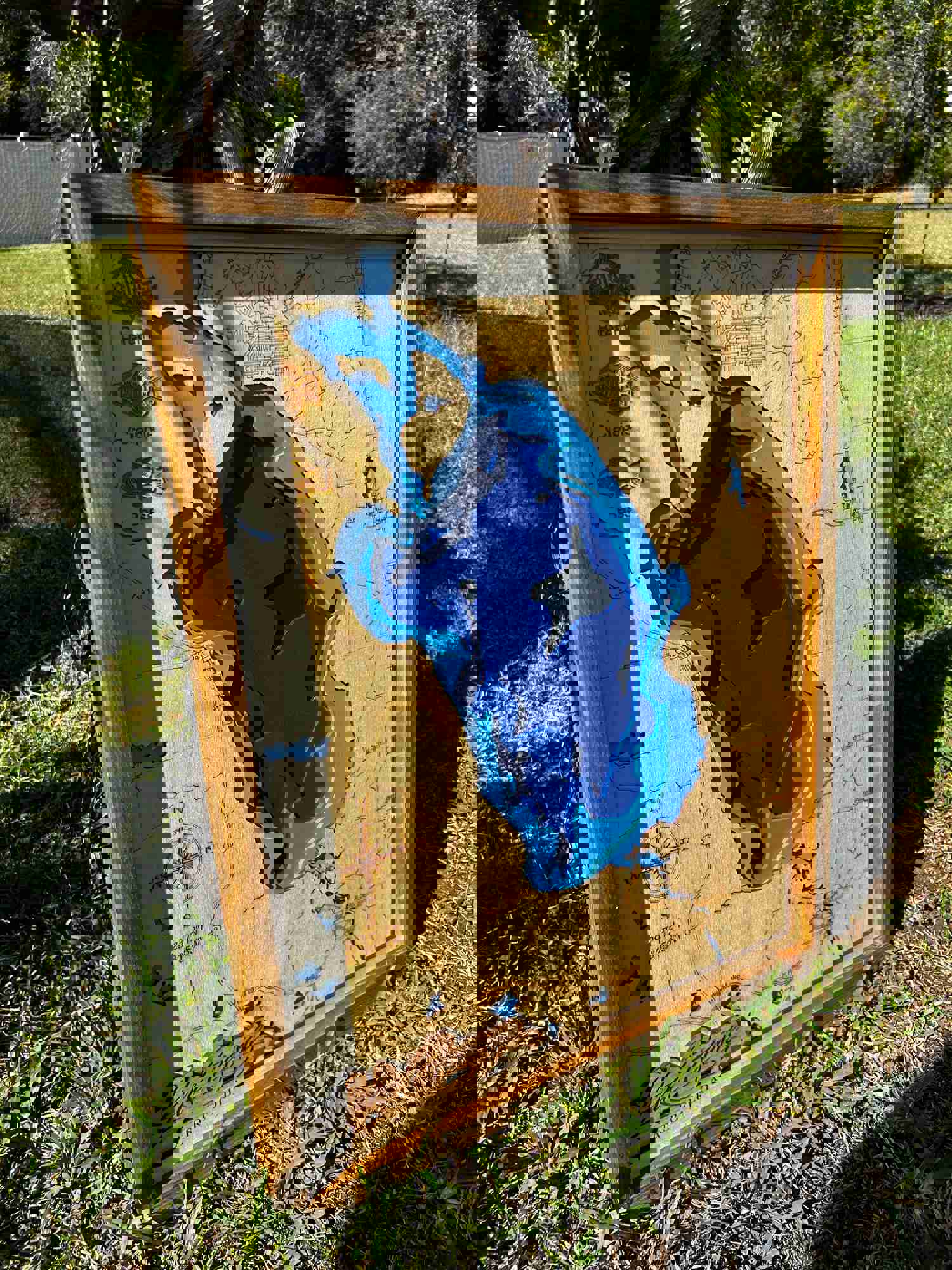 Custom 3D Lake George Wood Map - Handmade & Engraved in Florida