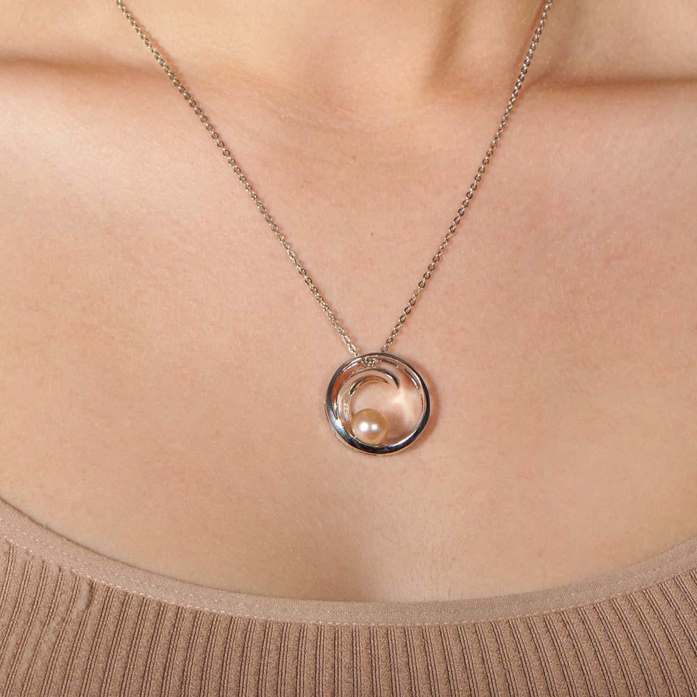 Pearl Wave Pendant - 925 Sterling Silver with Freshwater & Tahitian Pearl