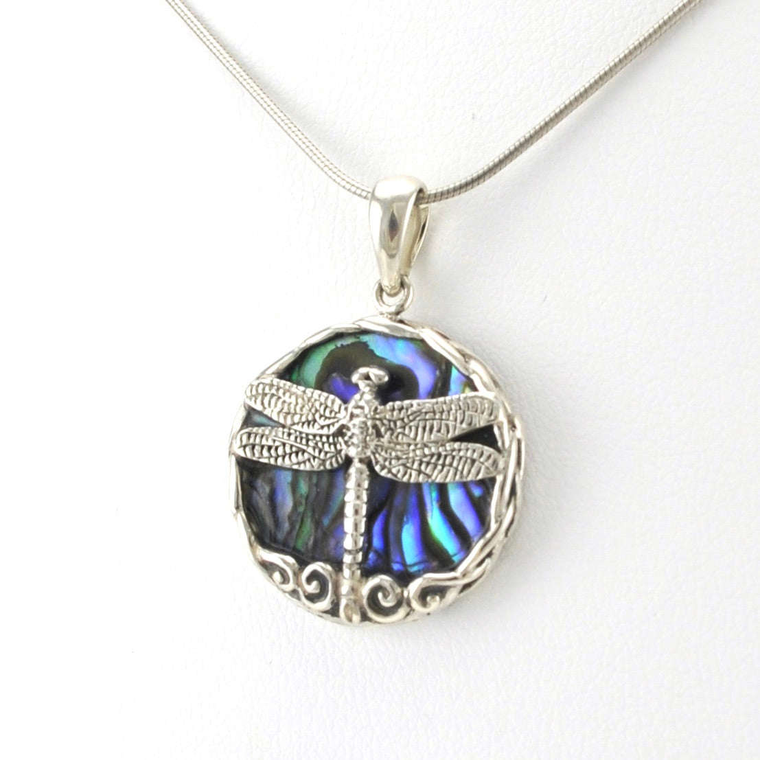 Handmade Sterling Silver Abalone Dragonfly Pendant from Bali