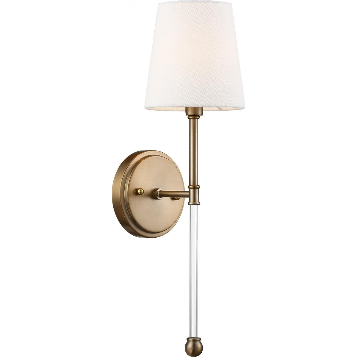 OLMSTEAD 1 Light Wall Sconce with White Linen Shade - Burnished Brass Finish
