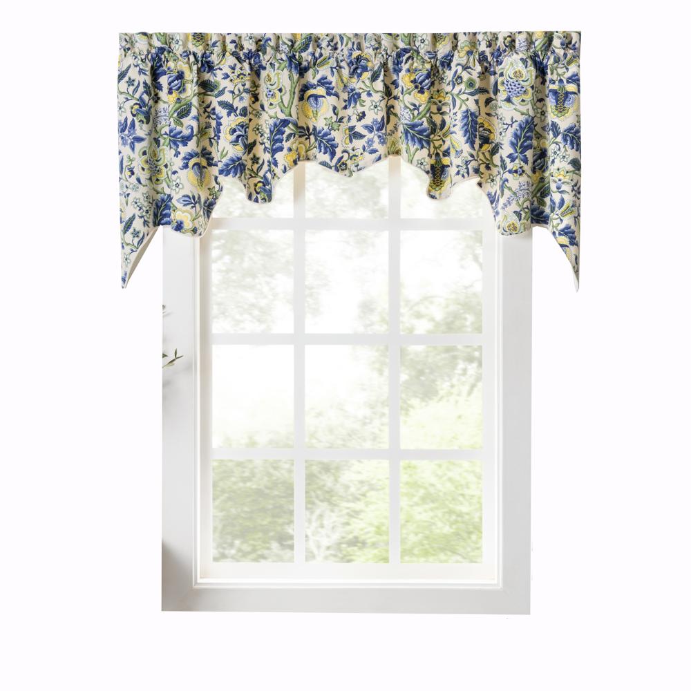 Ellis Curtain Regency Swag Shaped 3 Rod Pocket Valances for Windows 100 x 30 Blue