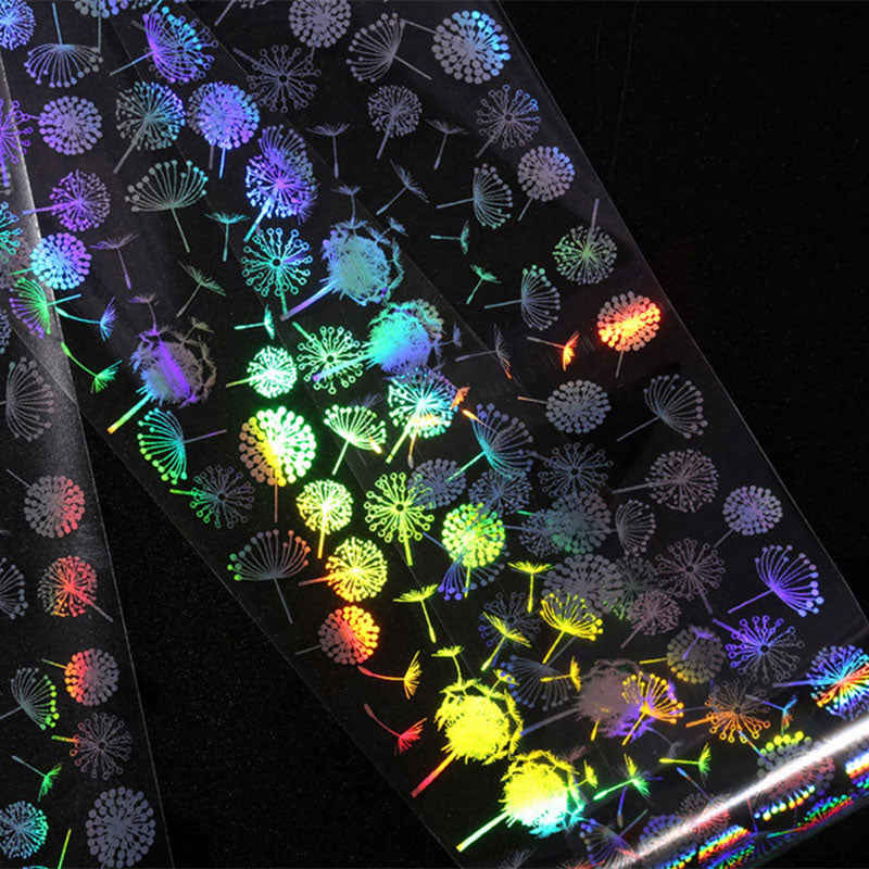Holographic Clear Dandelion Flower Starry Nail Foil Transfer Nail Art Stickers
