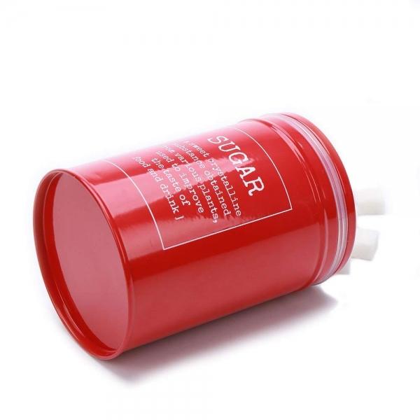 Set of 3 Metal Food Storage Tin Canisters for Coffee, Tea, and Sugar with Lid - Red
