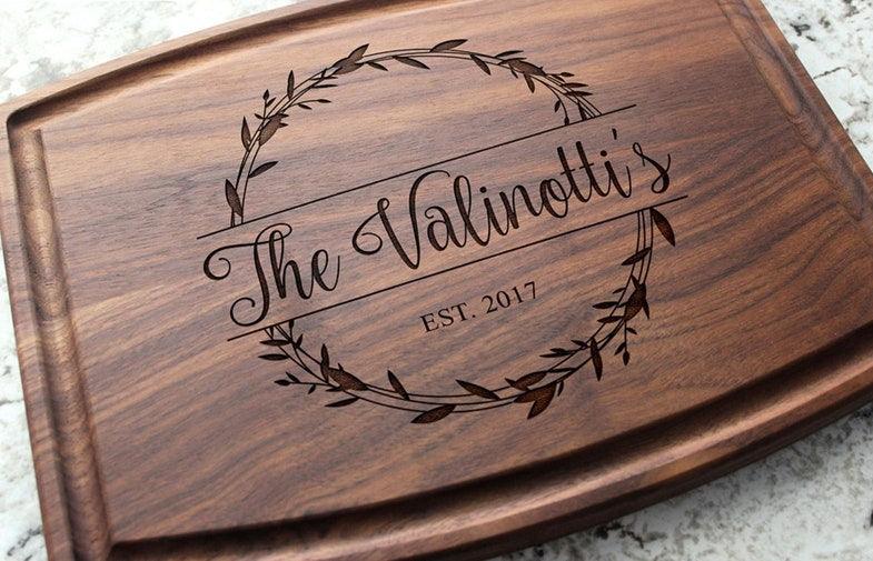 Customized Wooden Cutting Board - 5th Anniversary & Wedding Gift for Her