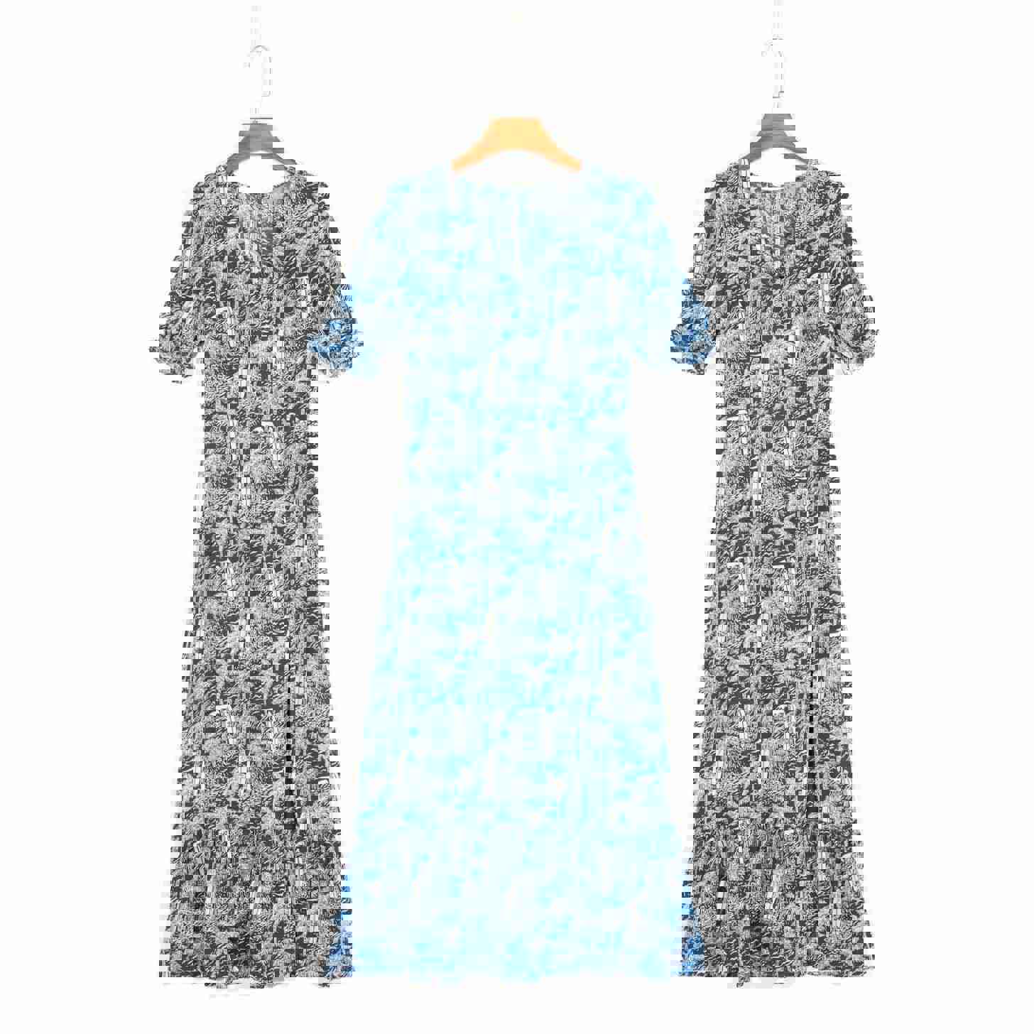 Fashion Elegant V-Neck Puff Sleeve Beach Dress