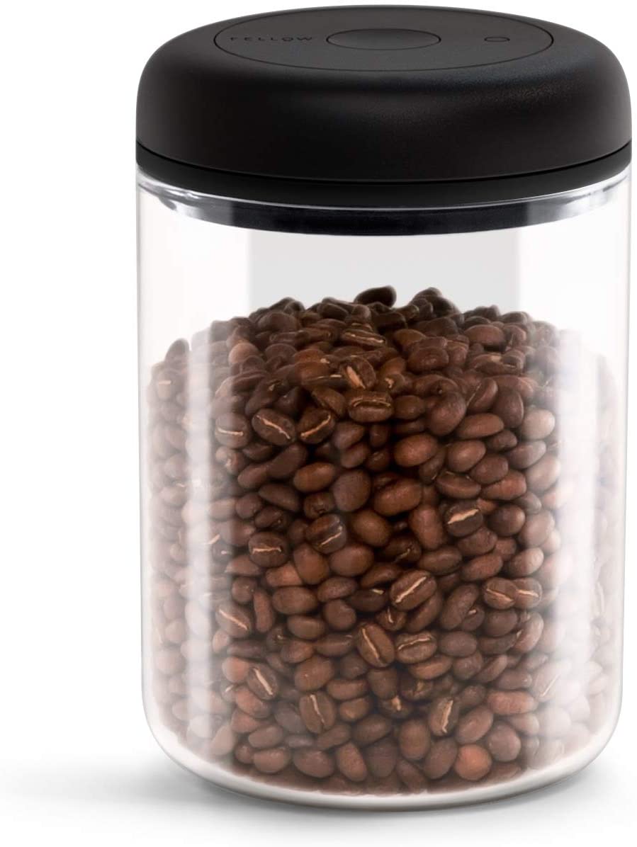 Fellow Atmos Vacuum Canister for Coffee & Food Storage - Airtight Sealed Container, Clear Glass, 1.2 Liter