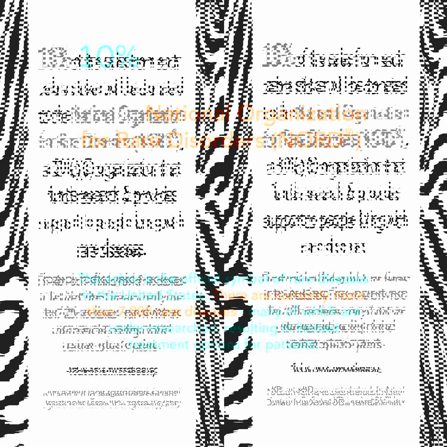 Zippy Zebra Vinyl Sticker - Waterproof & Scratch Resistant, Supports Charity