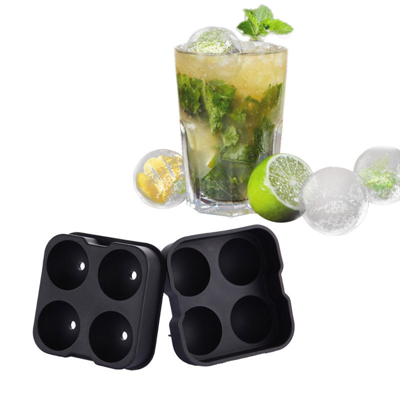 Whiskey Cocktail Ice Cube Ball Maker - BPA Free Silicone Ice Mold with Lid
