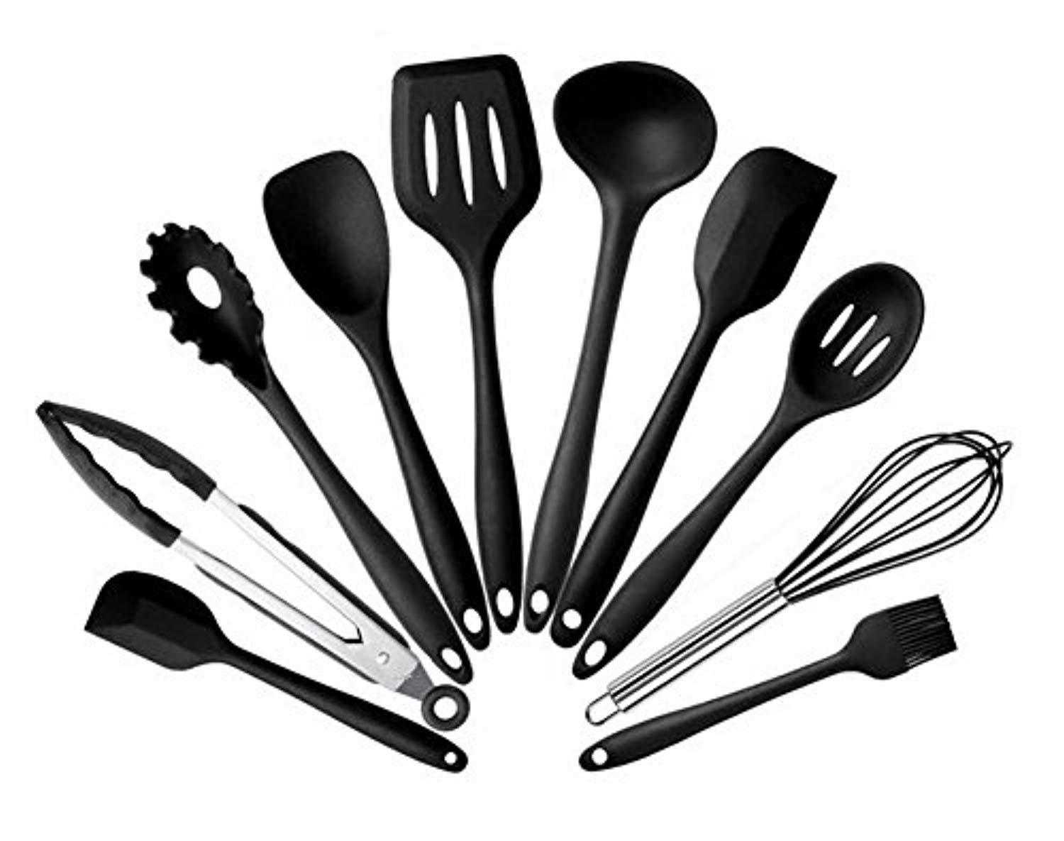 10-Piece Silicone Kitchen Utensils Set - Heat Resistant, Non-Stick Cooking Tools for Baking, BBQ, Camping & Travel