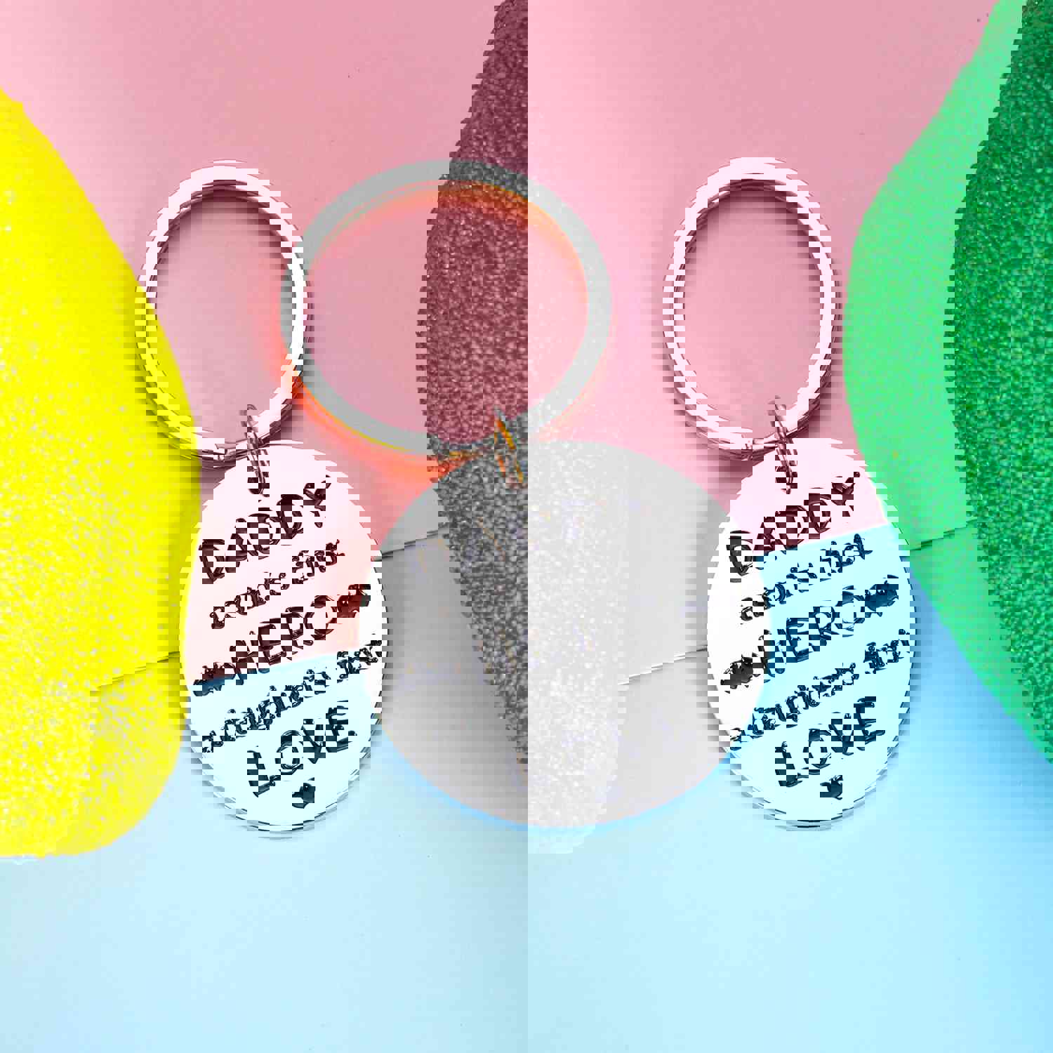 Dad Keychain - Birthday Fathers Day Gifts for Daddy from Daughter Son Kids