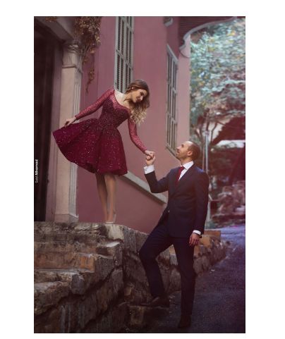 Wine Red Prom Dresses with Beading - Cute Short Party Gowns