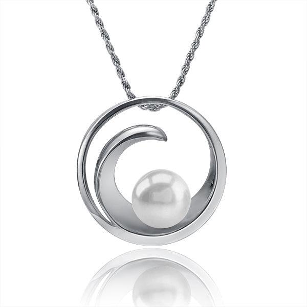 Pearl Wave Pendant - 925 Sterling Silver with Freshwater & Tahitian Pearl