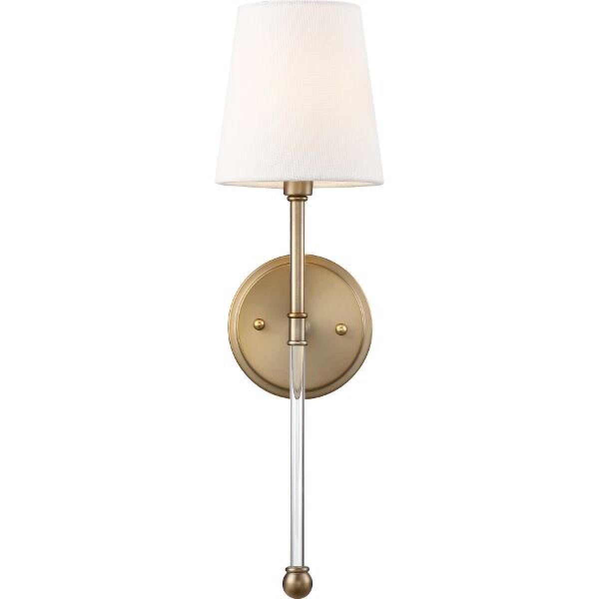 OLMSTEAD 1 Light Wall Sconce with White Linen Shade - Burnished Brass Finish