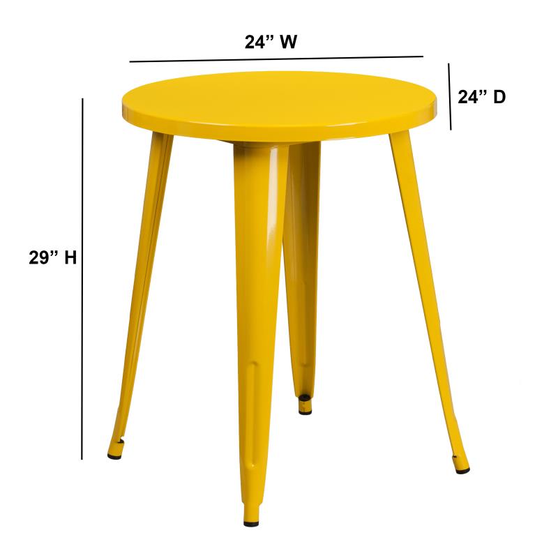 Flash Furniture Webb Commercial Grade 24 Round Yellow Metal Indoor-Outdoor Bar Height Table