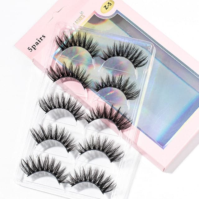 New 15-25mm 3D Faux Mink Hair Cross False Eyelashes 5/10 Pairs Long Eye Lashes Handmade Thick Makeup Beauty Extension Tools