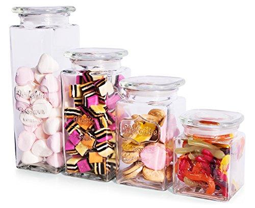 4-Piece Glass Canister Set with Airtight Lids for Kitchen & Bathroom Storage